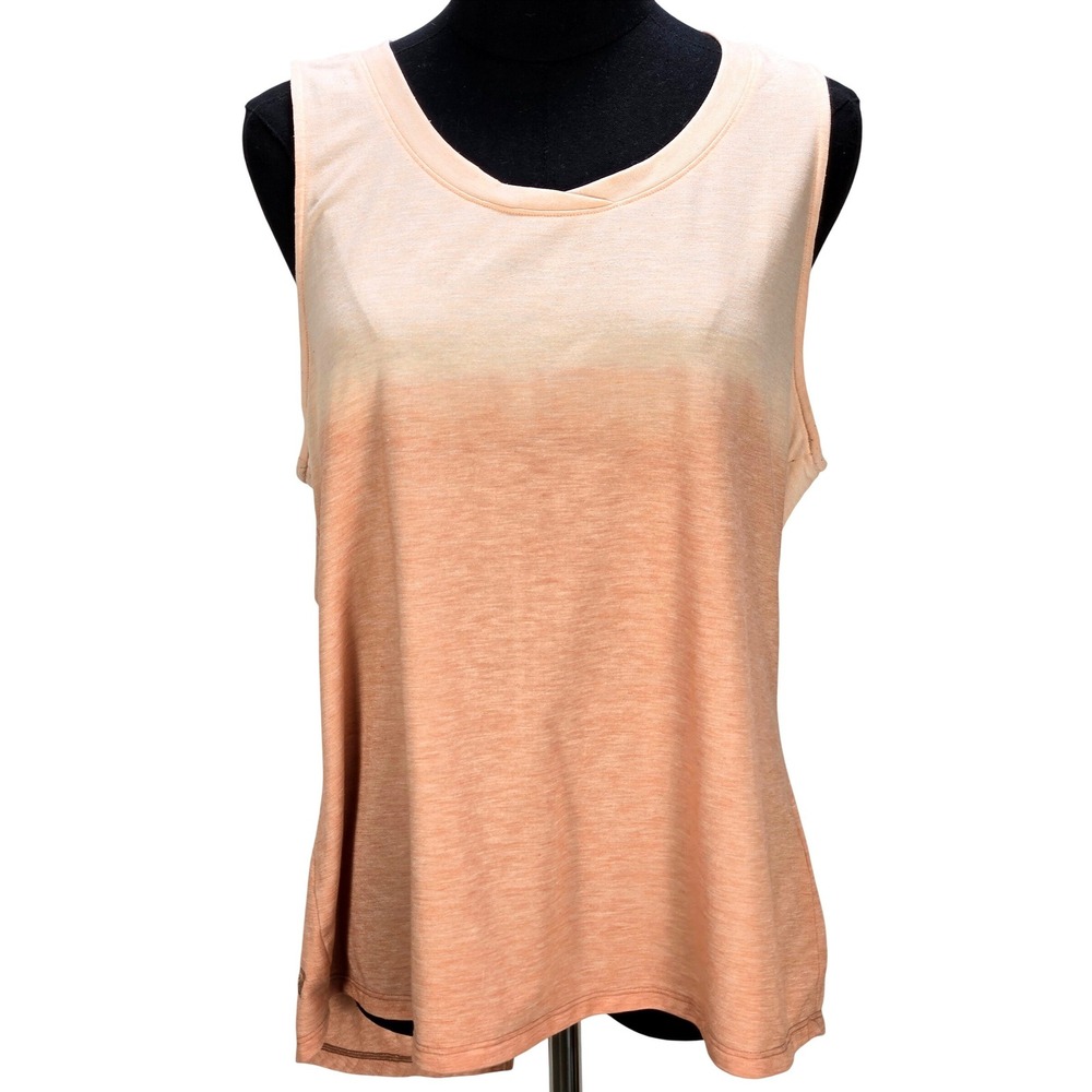 Women's Kuhl Size Large Peach Ombre Dip Dye‎ Sleeveless Tank Top Back Vent
